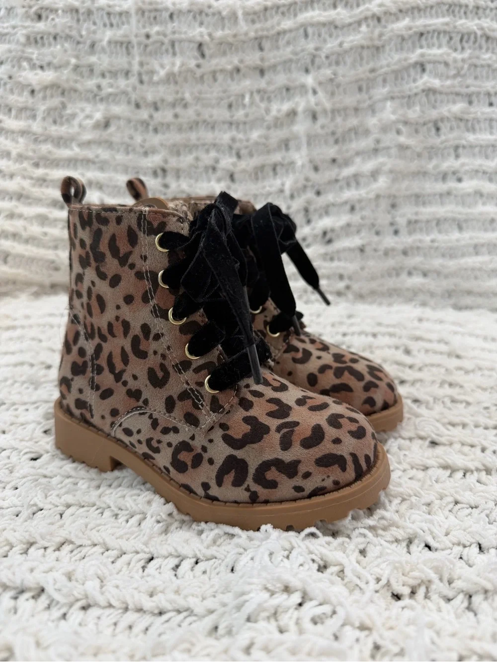 wonder nation Leopard Print Lace-Up Boots in Brown and Black